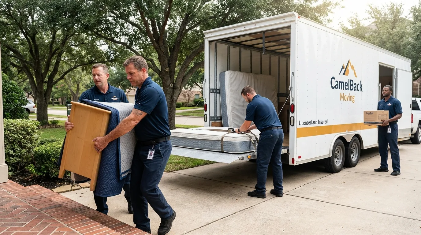 Crew loading residential truck for cross-state move from Faulkton, SD