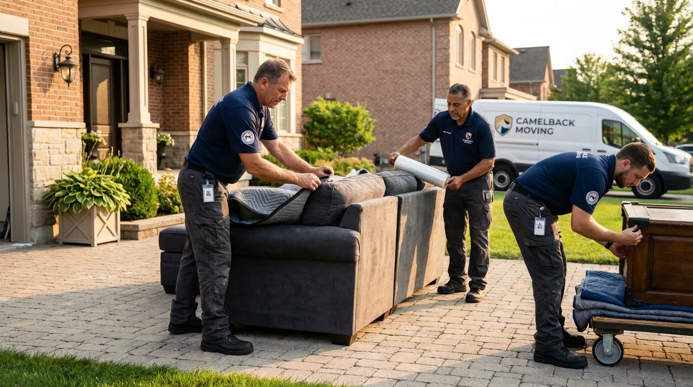 Large estate moving crew wrapping furniture in Faulkton, SD
